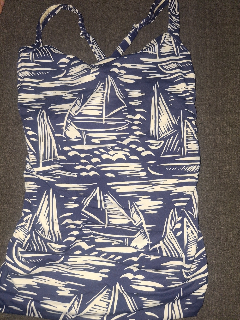 Talbots Navy and White Sailboat One-Piece Swimwear for Kids